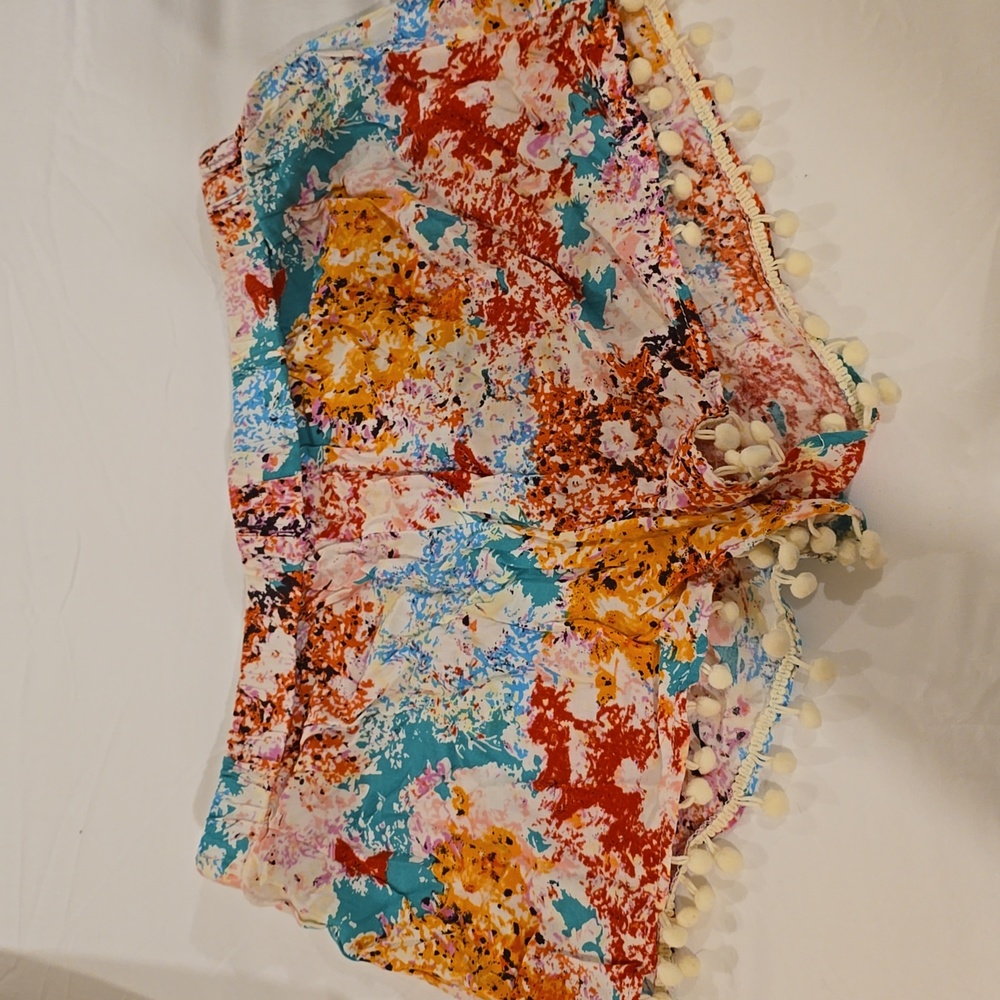 Dani collection multicolored shorts with fringe